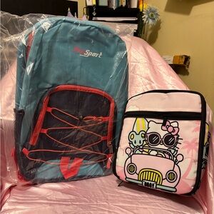Sanrio Pink Hello Kitty Lunch Bag with Turquoise Backpack Duo